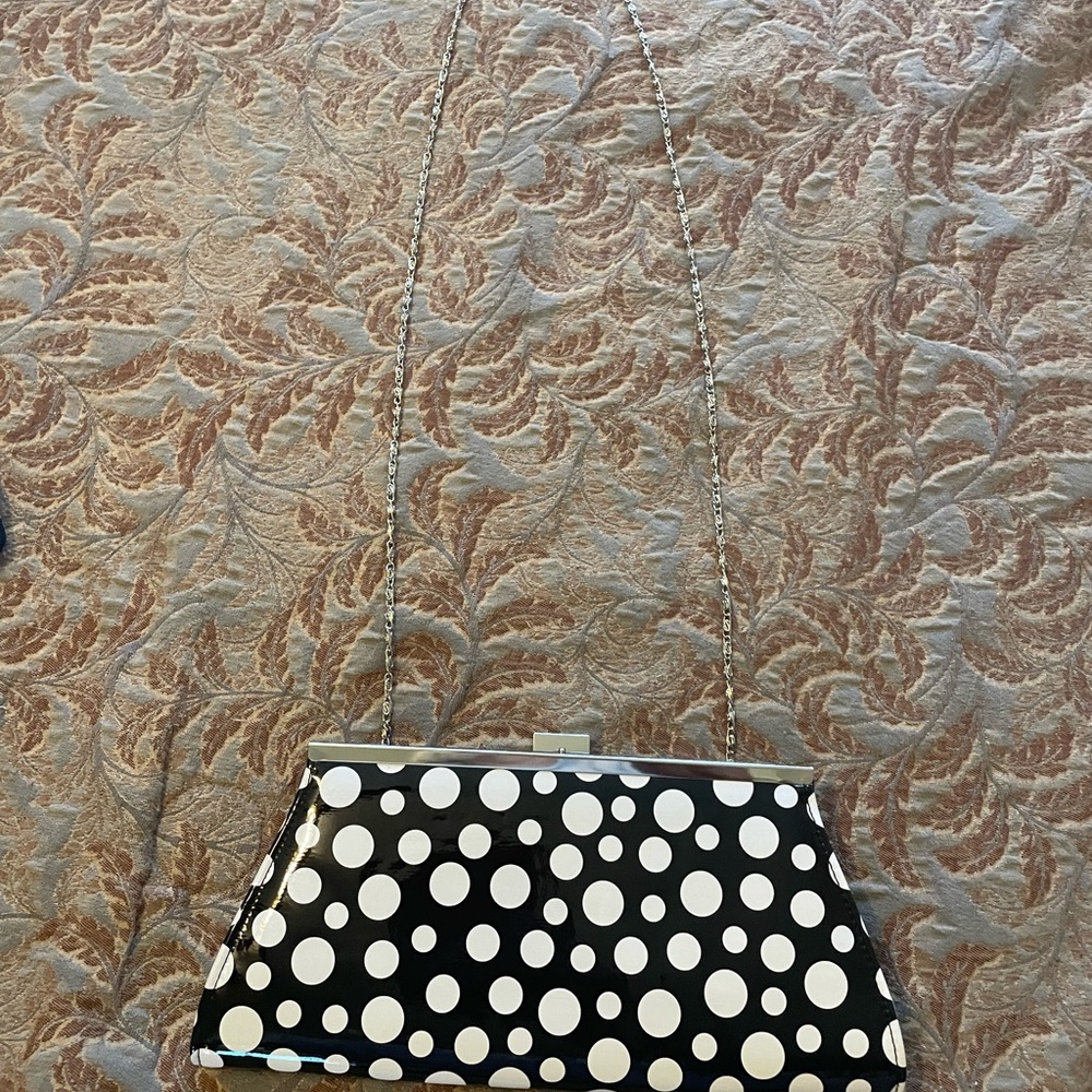 Neiman Marcus Black and White Polka Dot Clutch
